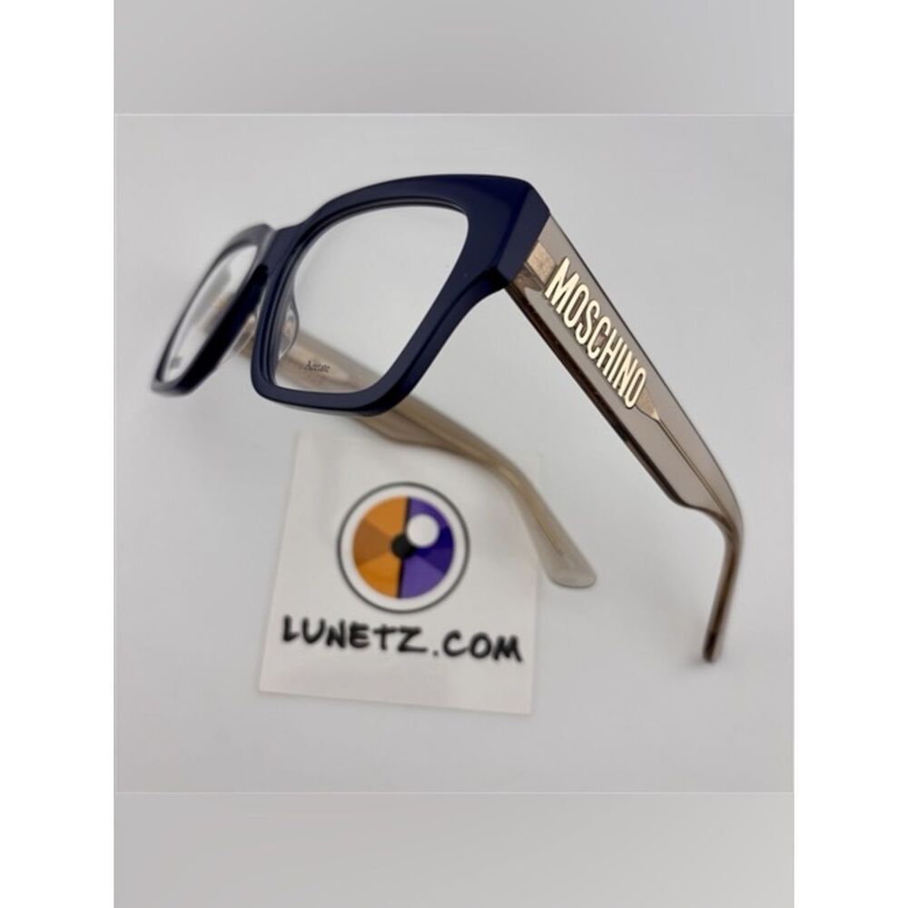 Moschino Navy and Gold Logo Designer Eyeglasses
